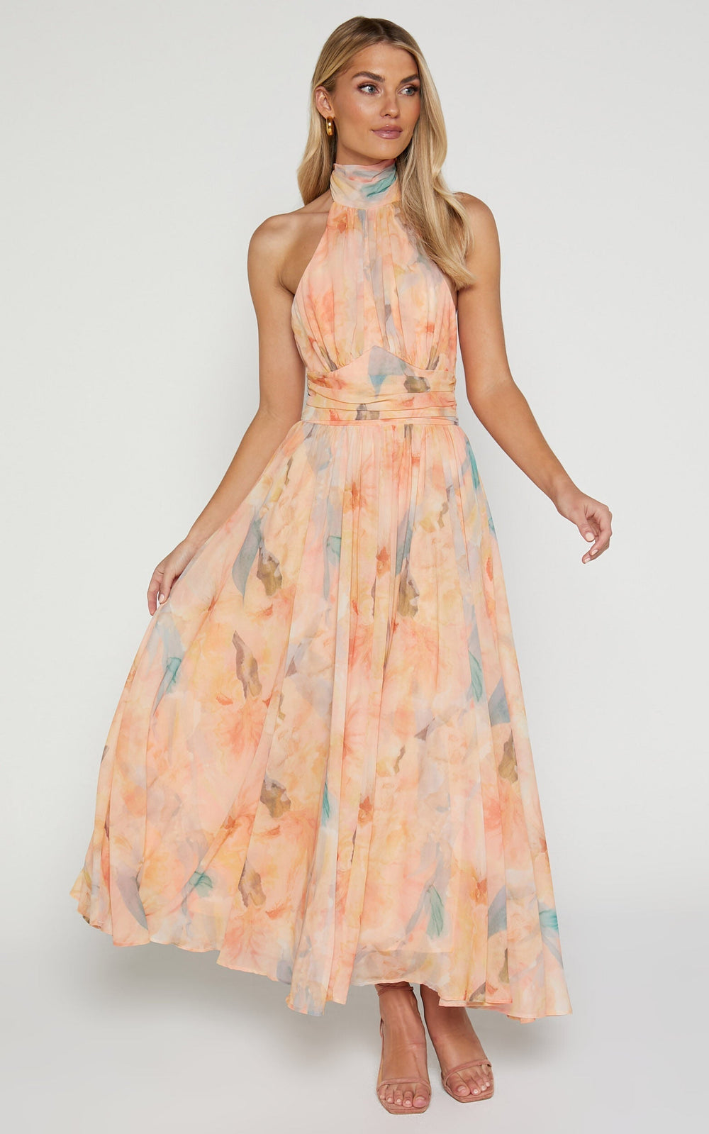 Antonella | Elegancka Maxi Sukienka z Dekoltami na szyję